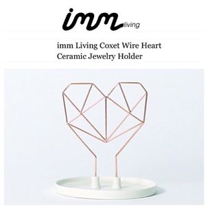 IMM LIVING COXET WIRE HEART CERAMIC JEWELRY HOLDER